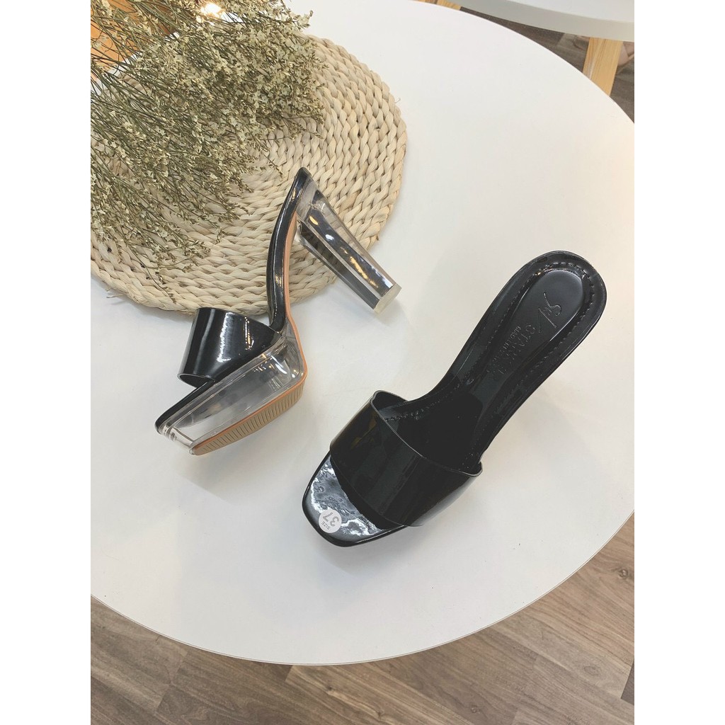 Dép lê nữ quai ngang đế đúp trước gót nhọn 12 cm cực sang chảnh