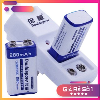 (SIÊU CHẤT) BỘ SẠC 9V DOUBLE POW TẶNG KÈM 2 PIN 9V DUNG LƯỢNG 280mAh