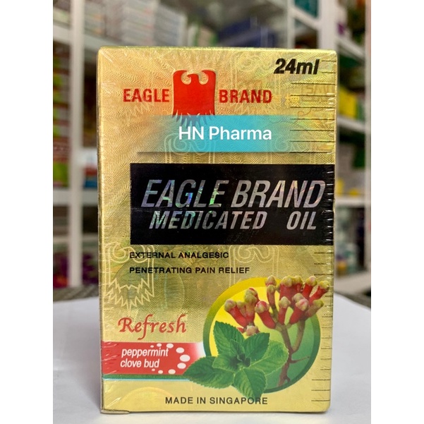 Dầu Ó Singapore Eagle Brand 24ml 2 nắp màu trắng và vàng