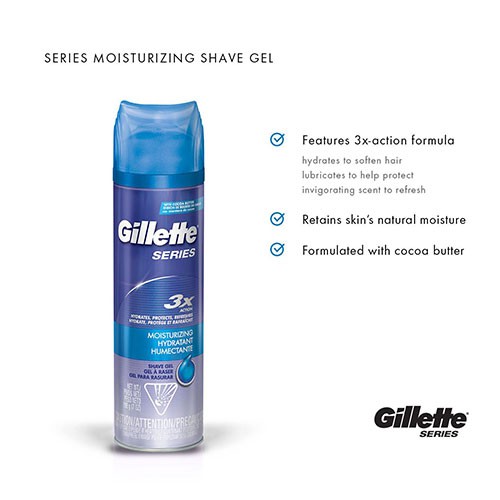Gel cạo râu Gillette Series Moisturizing Hydratant Humectante, 198g