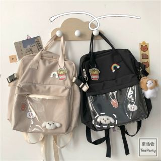 [ORDER 7-14 ngày] Balo ulzzang chất vải polyester chống thấm nước siêu xinh, có tặng kèm huy hiệu, (có ảnh thật)