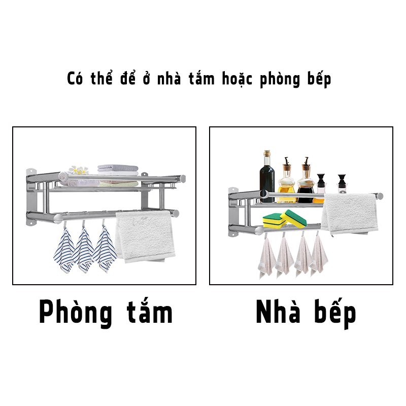 Giá Treo Đồ Nhà Tắm, Kệ Đựng Đồ Phòng Tắm Inox Không Gỉ Dán Tường Tiện Lợi