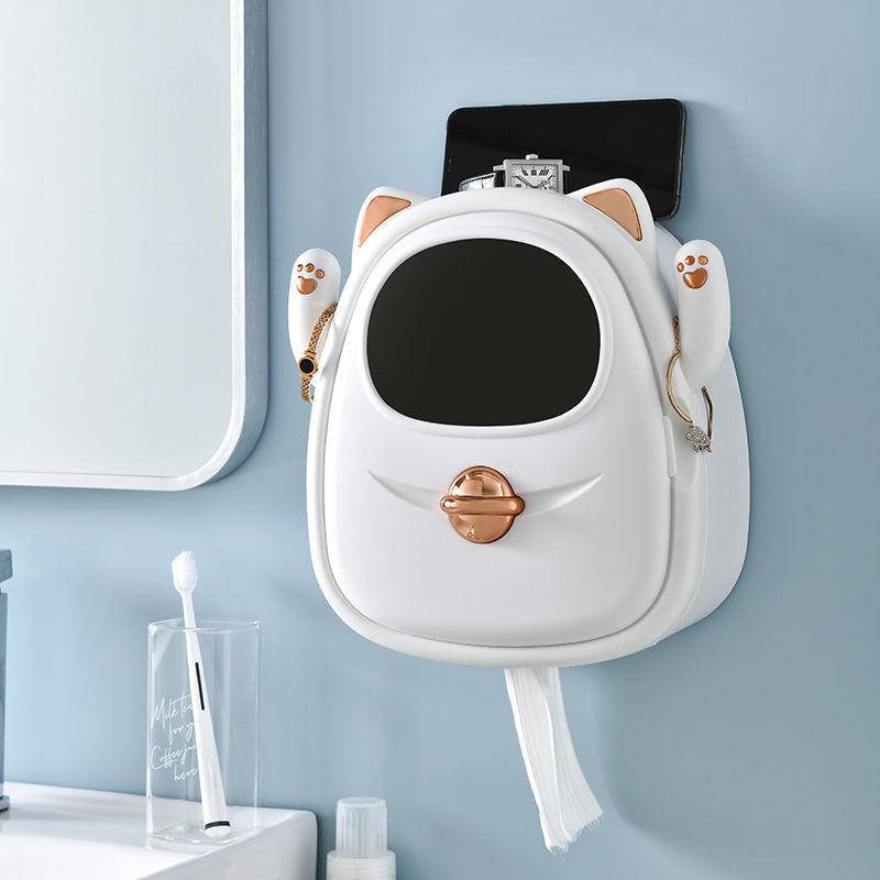 Hộp khăn giấy vệ sinh Kệ đựng giấy vệ sinh treo tường chống thấm không có lỗ hộp giấy cuộn hộp giấy sáng tạo