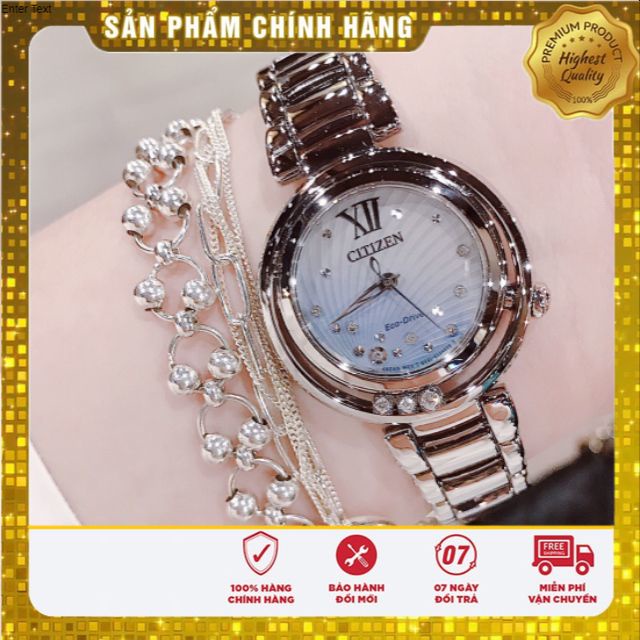 Đồng hồ nữ Citizen Sunrise EM0320-59D mặt xanh tím siêu đẹp
