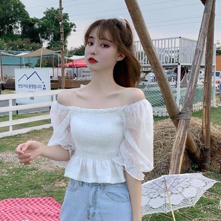 Áo voan nhún tay lưới ngắn dáng xòe cực xinh TTSLA0140