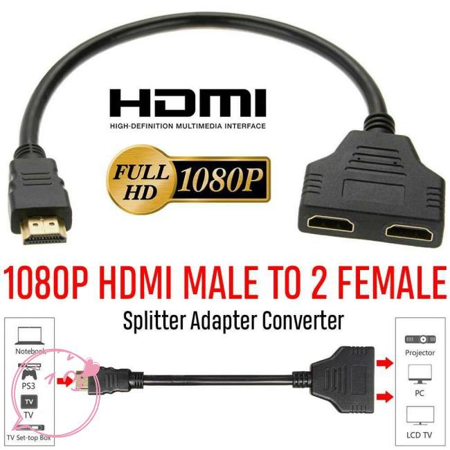 Cáp Chia 1080p Hdmi Với 1 Cổng Vào 2 Đầu Ra Hdtv