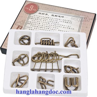 Đồ chơi thử thách giải đổ metal wire puzzle 9 món (bằng đồng), giúp trẻ tư duy thông minh