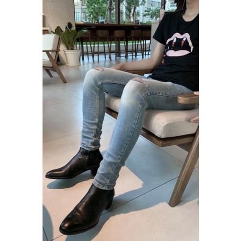Giày Bốt Nam Zipper Boots Khóa Kéo, Da Trơn Cao Cấp, Đế Cao 4cm