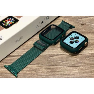 Combo dây thép và Ốp liền kính cường lực cho Apple Watch đồng hồ thông minh iWatch Series1/2/3/4/5/6/SE size 38/40/42/44