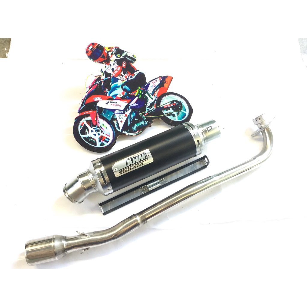 Bộ pô ahm đen full cổ INOX THẲNG WAVE, SI, CUP, DREAM, EXCITER, WINER, SONIC, RAIDER FI, SATRIA, GSX