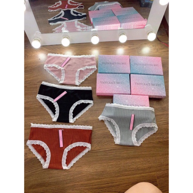 Hộp 4 Chiếc Quần Lót Siêu Xinh Viền Ren Cực ĐẹpFREESHIPSet 4 Quần Lót Nữ Cotton Thông Hơi Viền Ren Siêu Sexsy