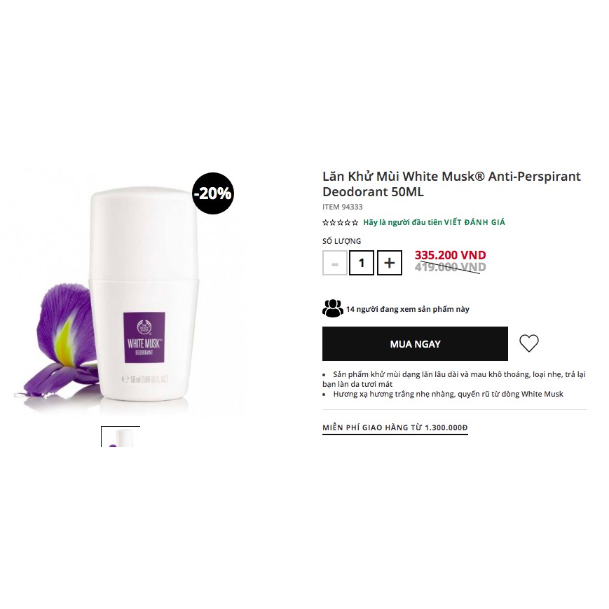 lăn khử mùi THE BODY SHOP Deodorant Japanese Cherry Blossom/Black musk/White musk chiết xuất thiên nhiên, kháng khuẩn | BigBuy360 - bigbuy360.vn