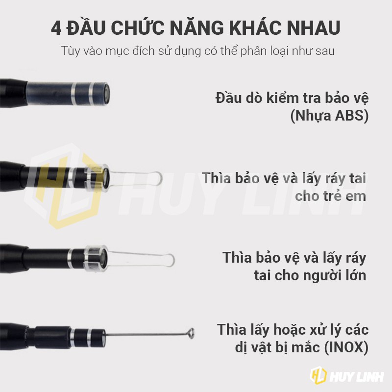 Camera nội soi kiêm dụng cụ vệ sinh làm sạch tại an toàn M725 - Cổng giao tiếp Micro USB và Type-C