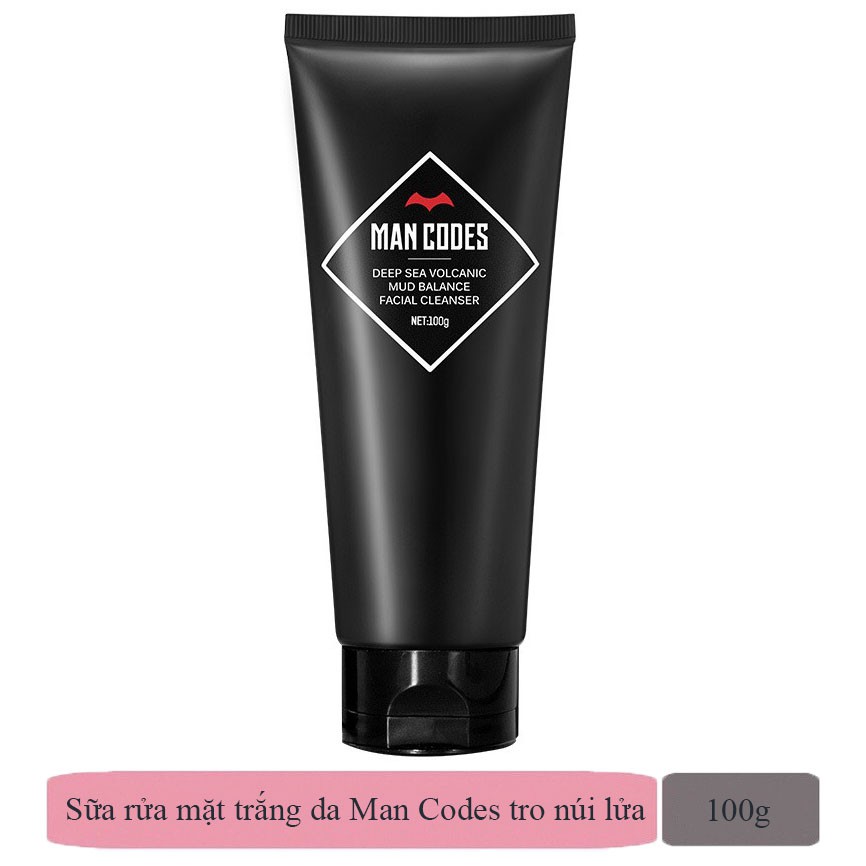 Sữa rửa mặt trắng da Man Codes làm sạch sâu loại bỏ mụn đầu đen cho nam