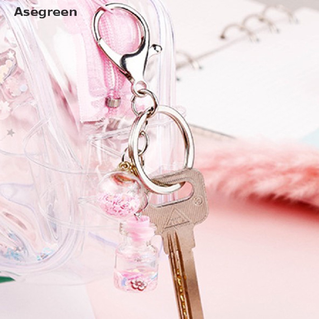 Móc khóa hình lọ hoa phối kim tuyến nước sáng tạo dễ thương xinh xắn