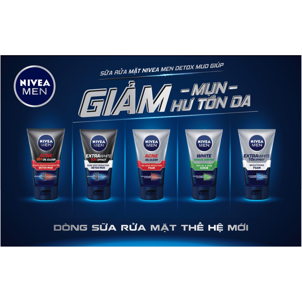 Sữa rửa mặt NIVEA MEN chứa hạt mát-xa kiểm soát nhờn (100g) - 84428