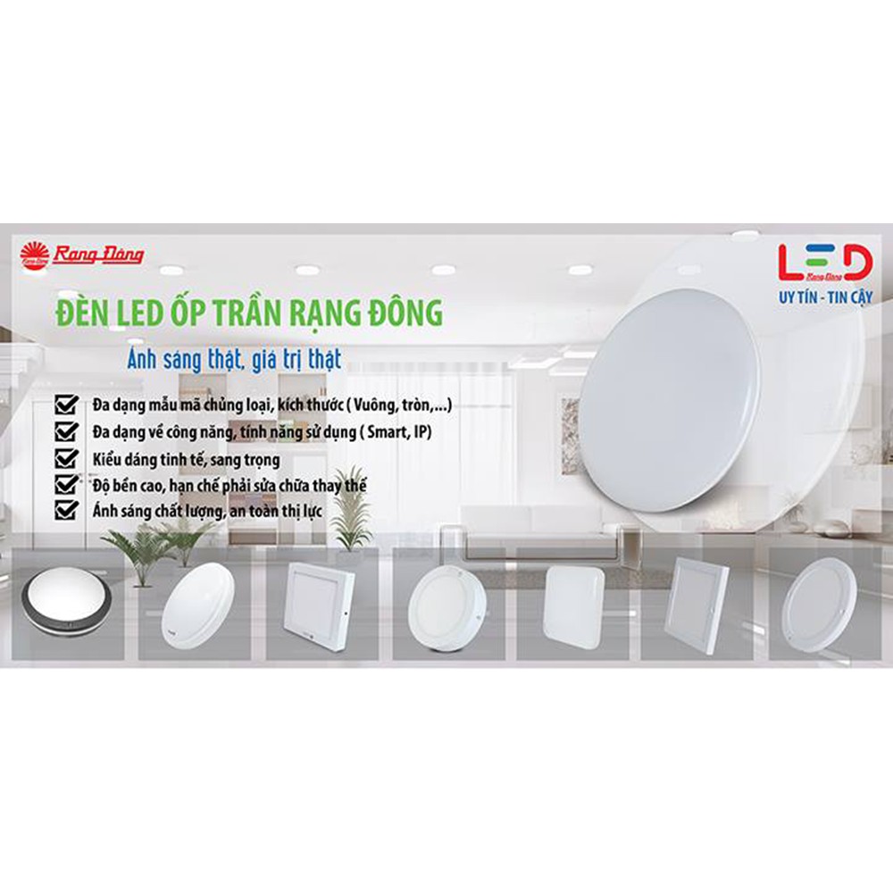 [CHÍNH HÃNG] Đèn LED Ốp trần Mỏng Tròn Cảm Biến 18W Rạng Đông , Kích Thước 22x22- Bảo Hành 2 Năm - Model: D LN11L