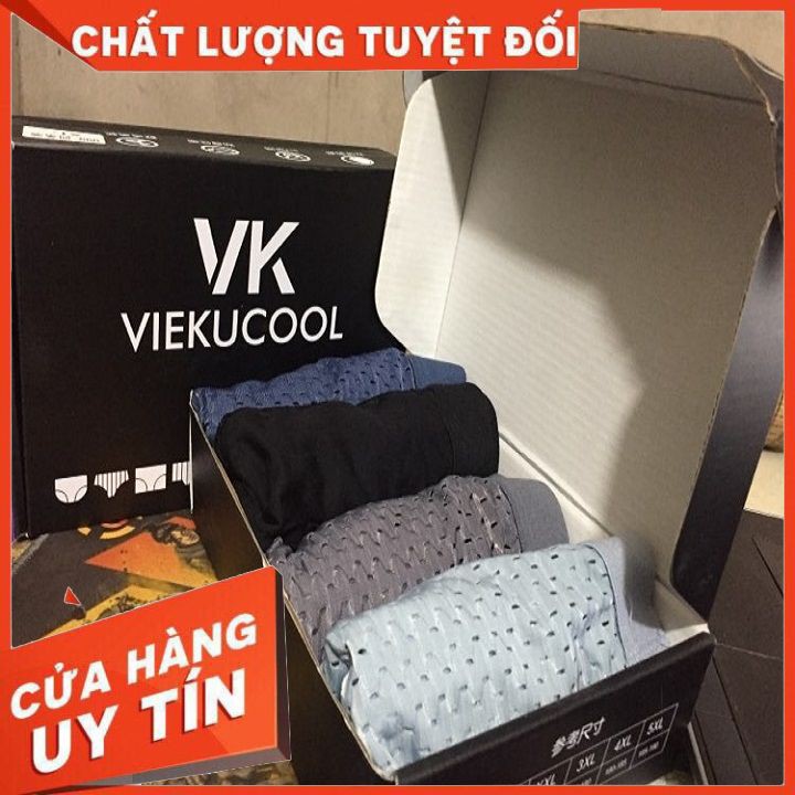 Quần lót nam-quần sịp đùi cao cấp VIEKUCOOL chất vải thông hơi, hộp 4 chiếc