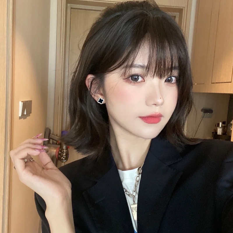 Khuyên tai bạc sterling JIUDUOLAN hình cỏ bốn lá thanh lịch không cần xỏ khuyên thời trang cho nữ