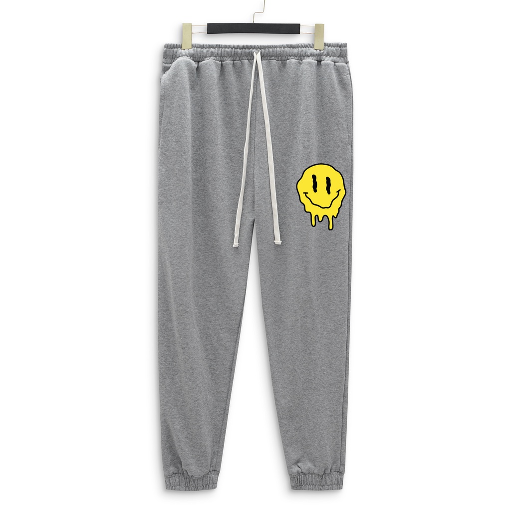 [bigsize] Quần thun dài jogger vải nỉ in hình mặt cười dễ thương bigsize nam