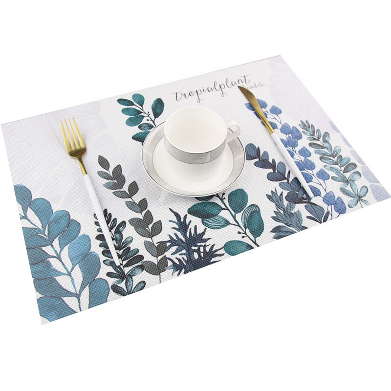 Tấm Lót Bàn Ăn Chống Thấm Nước Họa Tiết Lá Cây Xinh Xắn