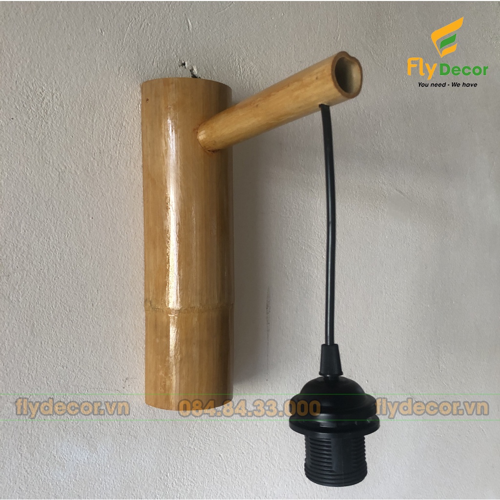 Ốp tre treo đèn gắn tường, gắn cột dành cho đèn lồng mây tre đan