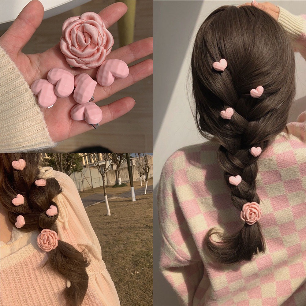 Kẹp Tóc Hoa Trà Màu Hồng Đáng Yêu Phong Cách Hàn Quốc Dành Cho Nữ