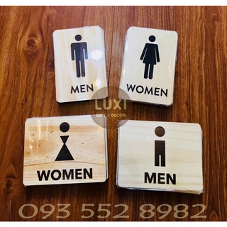 Luxi decor hcm | bảng gỗ toilet, biển wc nam/nữ - restroom, chỉ dẫn nhà vệ sinh bằng gỗ, bộ 2 bảng gỗ toilet men/women