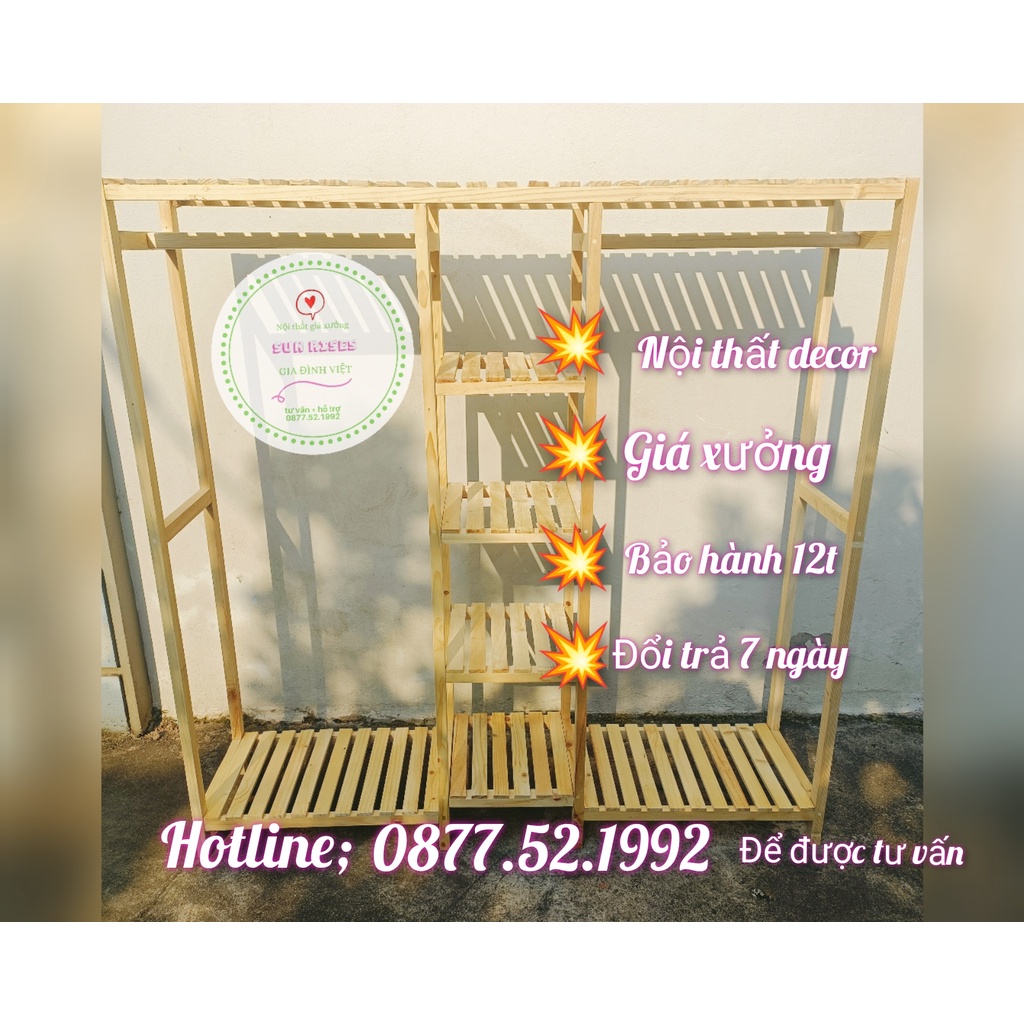 Kệ Treo Quần Áo,Giá Treo Quần Áo 3 buồng ( GIÁ XƯỞNG )