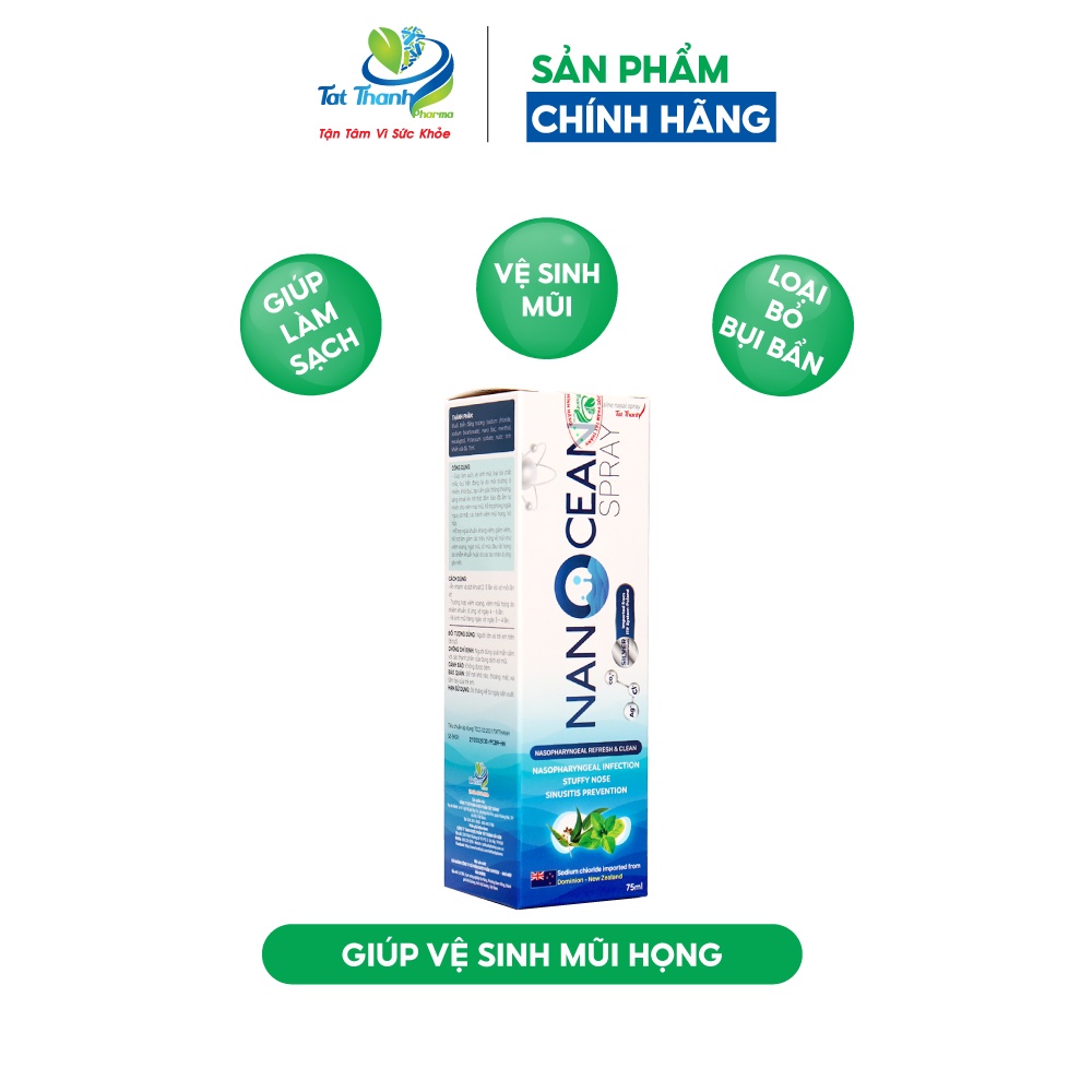 Dung dịch xịt mũi Nano Cean Spray Tất Thành Pharma vệ sinh mũi 75ml