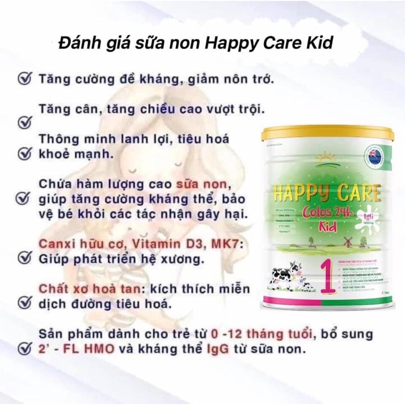 Sữa HAPPY Số 1 DÀNH CHO TRẺ TỪ 0-12 Tháng, lon 800g Tăng sức đề kháng, phát triển não bộ và thị giác