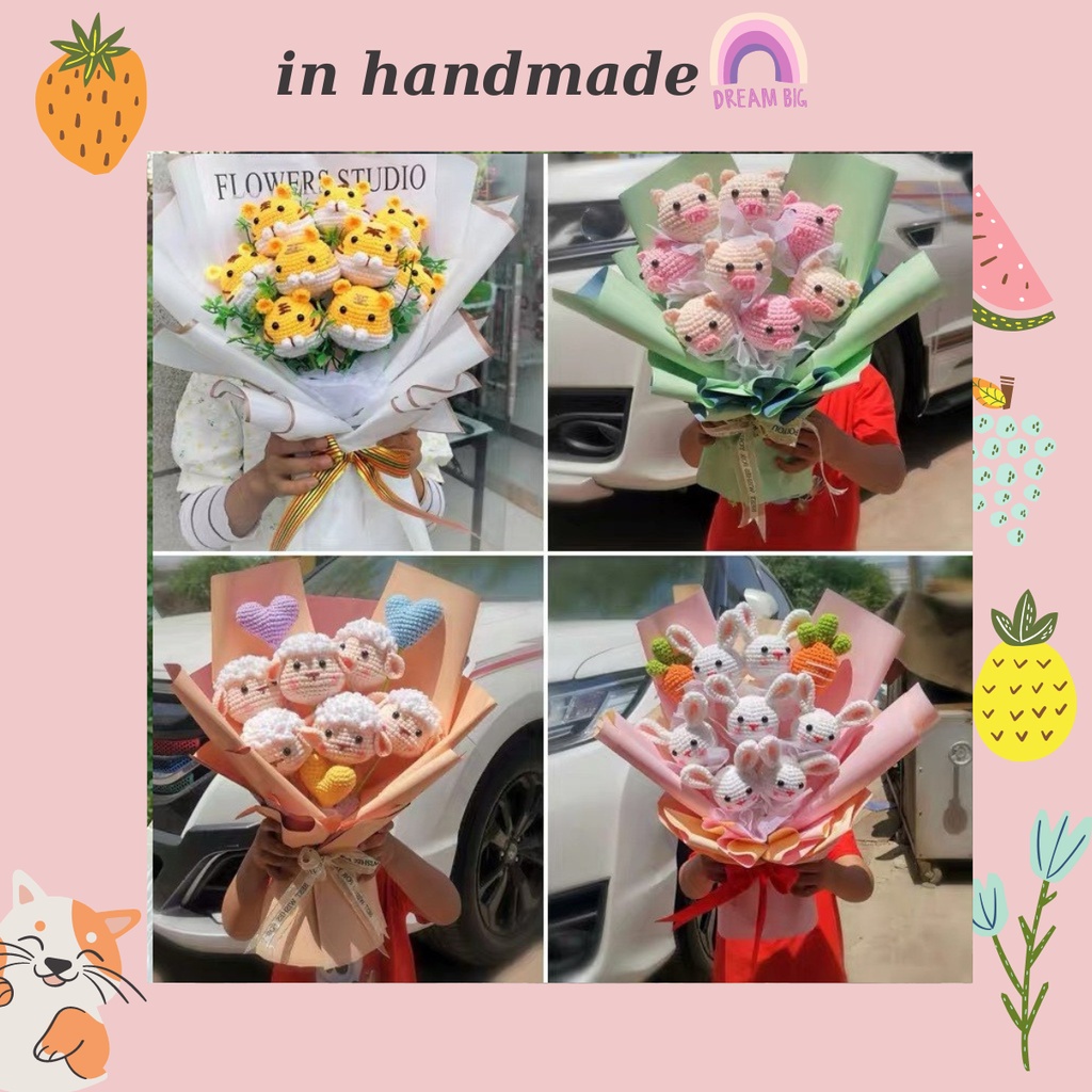 Hoa Len thú móc  handmade làm quà tặng