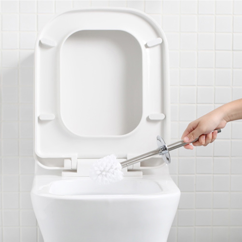 Bộ cọ chà vệ sinh bồn cầu siêu sạch tay cầm bằng thép không gỉ có giá đỡ