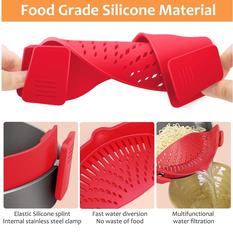 Kẹp Nhấc Nồi Bằng Silicone Cấp Thực Phẩm Chịu Nhiệt Thoát Nước Tiện Dụng Cho Nhà Bếp