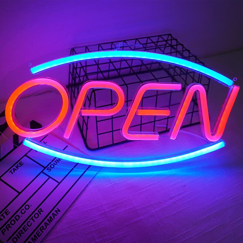 Đèn Led Neon Treo Tường hình chữ Open để chào khách ánh sáng led neon được ưa chuộng Trang trí nhà cửa