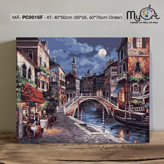 Tranh sơn dầu số hóa tự tô màu - Mã PC0016F Đêm trăng Venice Tranh phong cảnh Châu Âu Paint by numbers