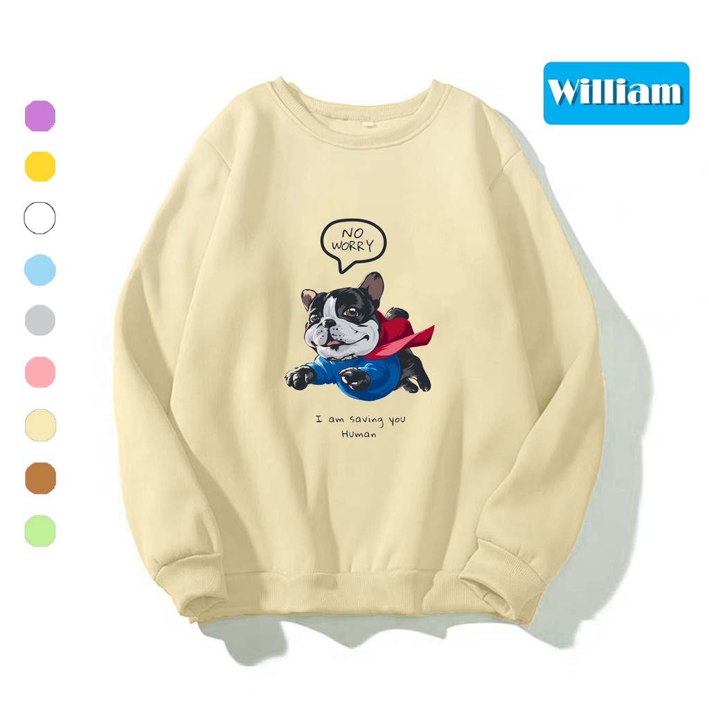 Áo sweater nam nữ in hình Cún cực cute chất nỉ dày dặn, hợp làm áo cặp William - DS189