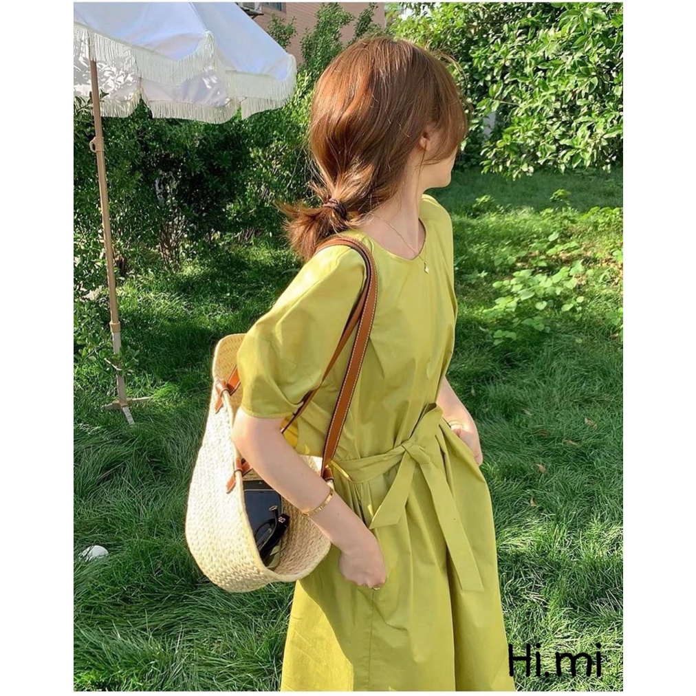 Đầm dài maxi dáng rộng suông tay dơi màu cốm siêu xinh mặc thoải mái, bầu bì diện vô tư | BigBuy360 - bigbuy360.vn