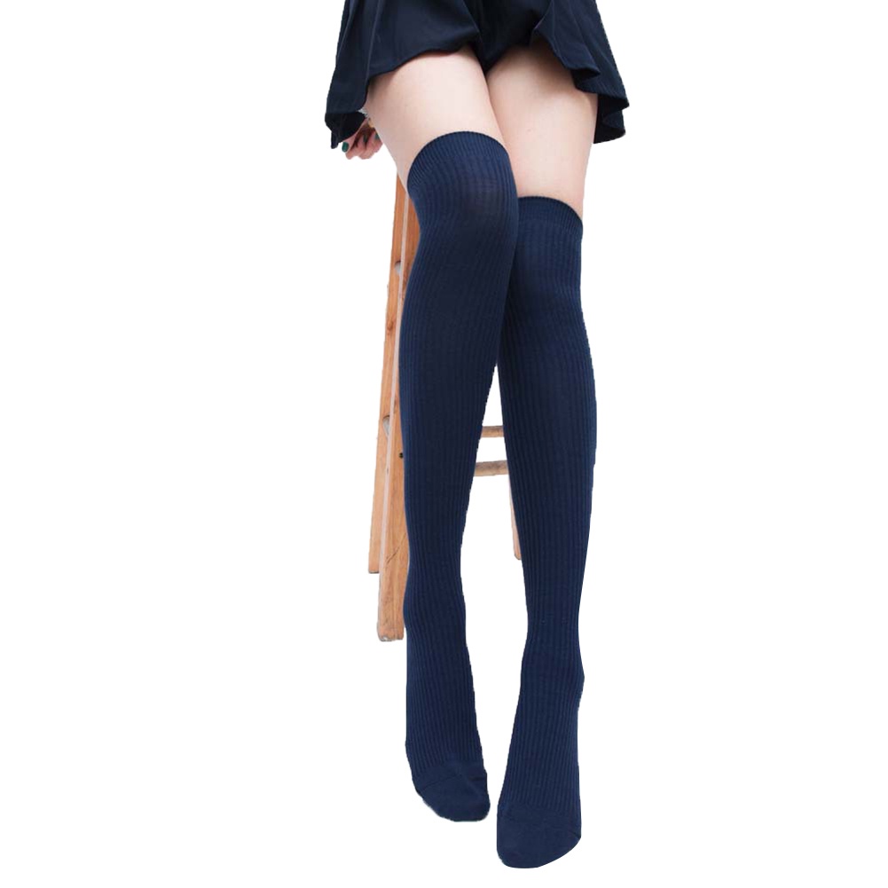 Vớ đùi nữ dệt kim màu trơn giữ ấm thời trang mùa đông