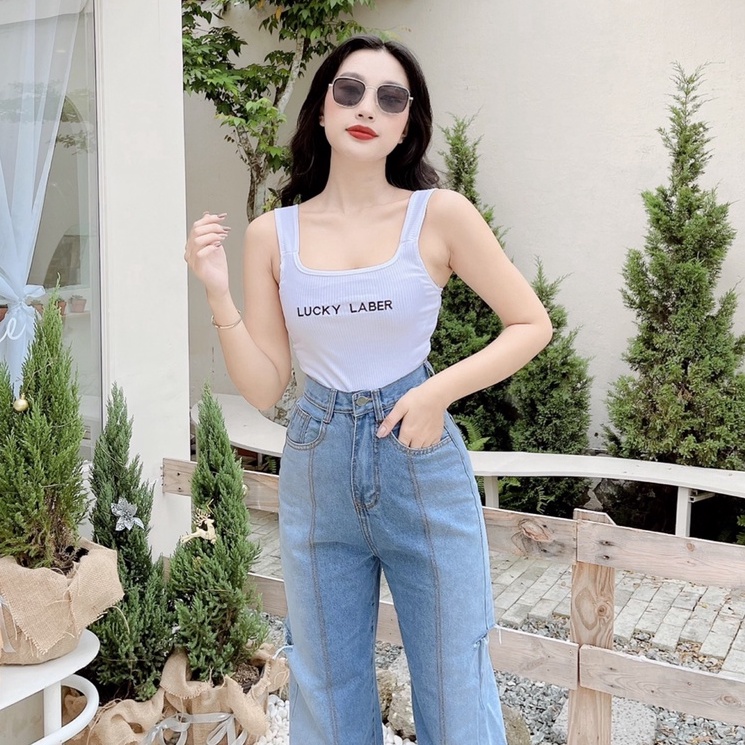 [ VIDEO CHÀ LÀ ] QUẦN JEANS ỐNG RỘNG NỮ LƯNG CAO LOANG MÀU CHỈ PHỐI RÁCH HÔNG MÀU XANH NHẠT CAO CẤP UTI VƯƠN TẦM
