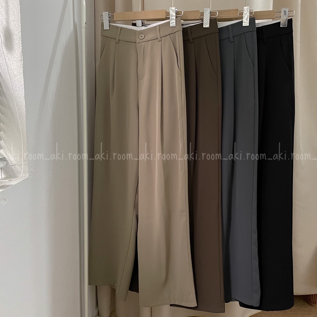Quần suông trơn mượt cạp phẳng một khuy 218