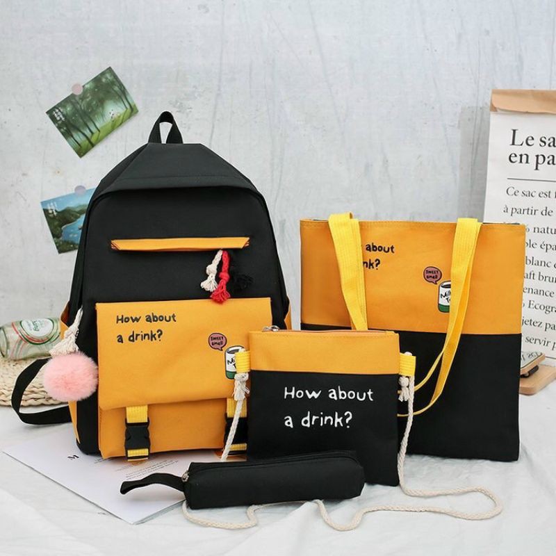 Balo nữ ulzzang set combo 4 món đi học laptop sinh viên balo ulzzang học sinh giá rẻ