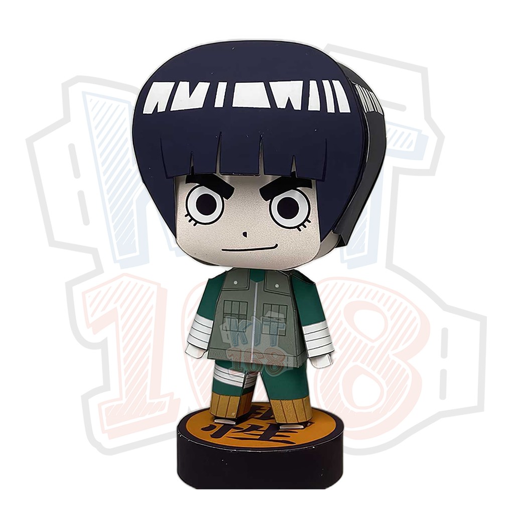 Mô hình giấy Anime Chibi Rock Lee - Naruto + kit mô hình hộp trang trí