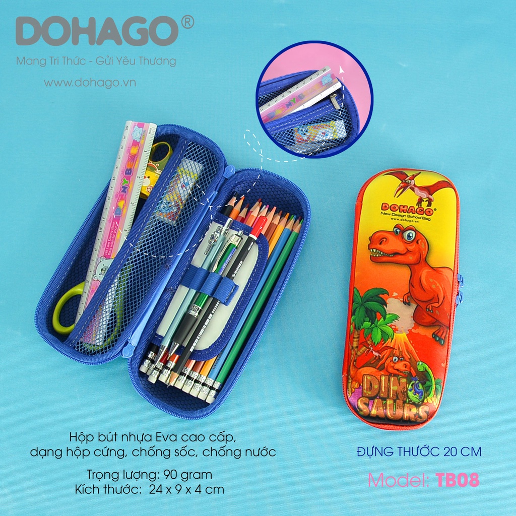 Hộp bút nhựa Eva DOHAGO size trung dạng hộp cứng chống sốc, chống nước mẫu cho bé - TB08