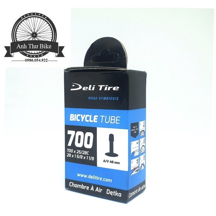 Cặp 2 cái ruột xe đạp Deli Tire 700x25-28c 48mm Van Mỹ - Van Xe Máy
