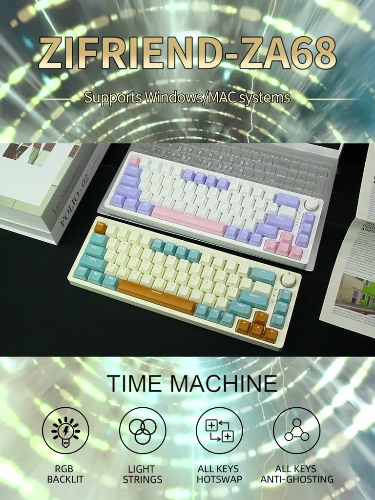 ZIFRIEND ZA68 Bàn Phím Cơ 68 Phím Hotswp 5 pin Type-C Gaming Office --TIME MACHINE | BigBuy360 - bigbuy360.vn