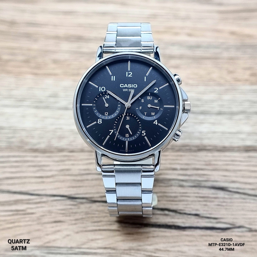 Đồng Hồ Nam Casio MTP-E321D-1AVDF Máy Pin Chronograp Dây Sắt