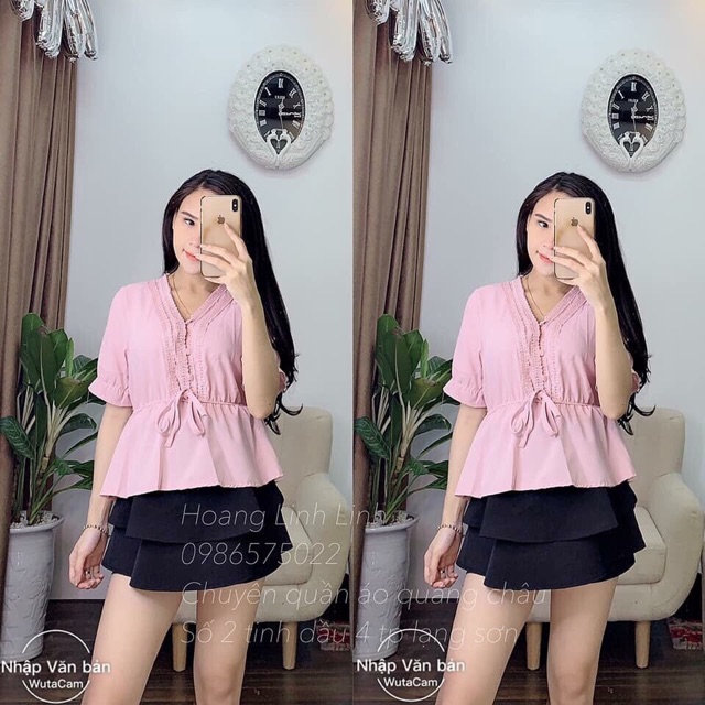 Áo Babydoll Cúc Bọc Chiết Eo_Xưởng May Quang Anh