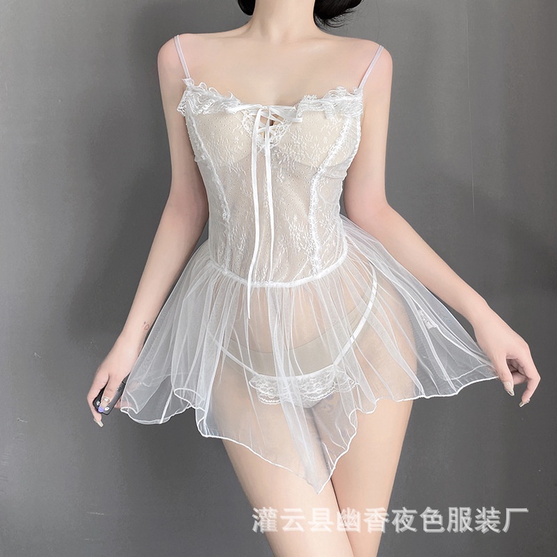 Đầm ngủ / Váy ngủ ren xuyên thấu có dây rút gợi cảm MS2200