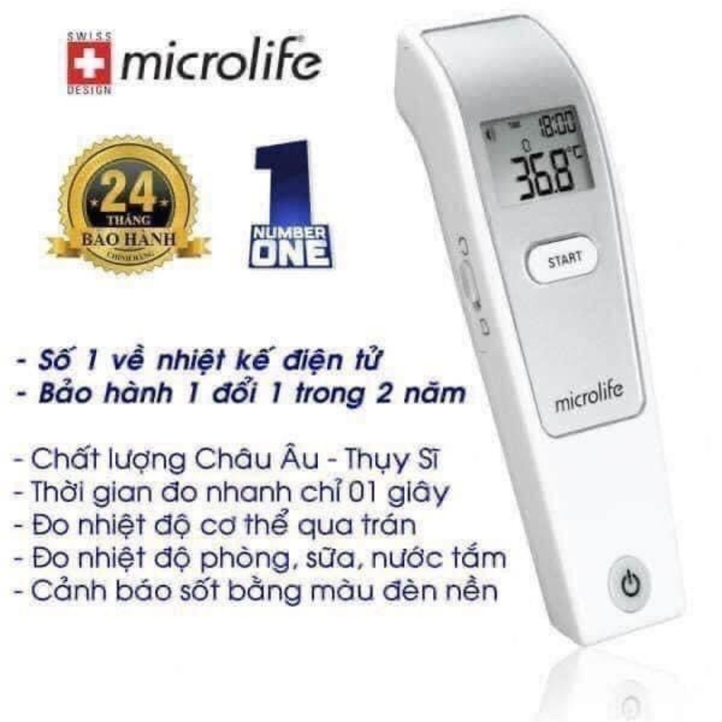 Nhiệt kế hồng ngoại đo trán Microlife FR1MF1 Thụy Sỹ / Bắn Nhiệt Độ Cho Bé  (BH 2 Năm)